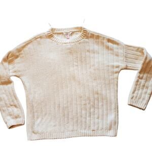 Size 15 - 17 NOBO Rib Knit Winter White Chenille Crewneck Sweater